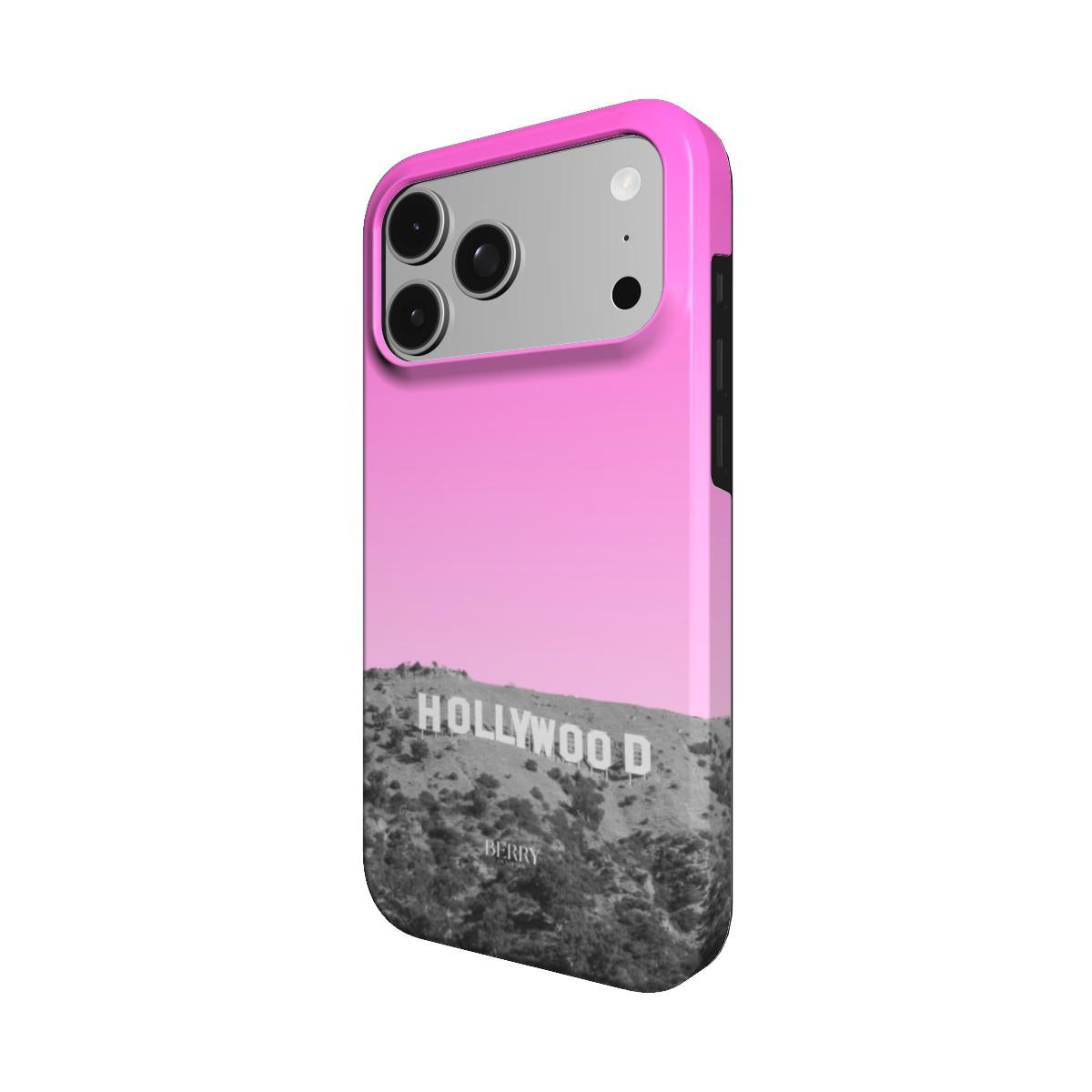 Coque pour iPhone avec veinage de bois couleur : rose – Hollywood