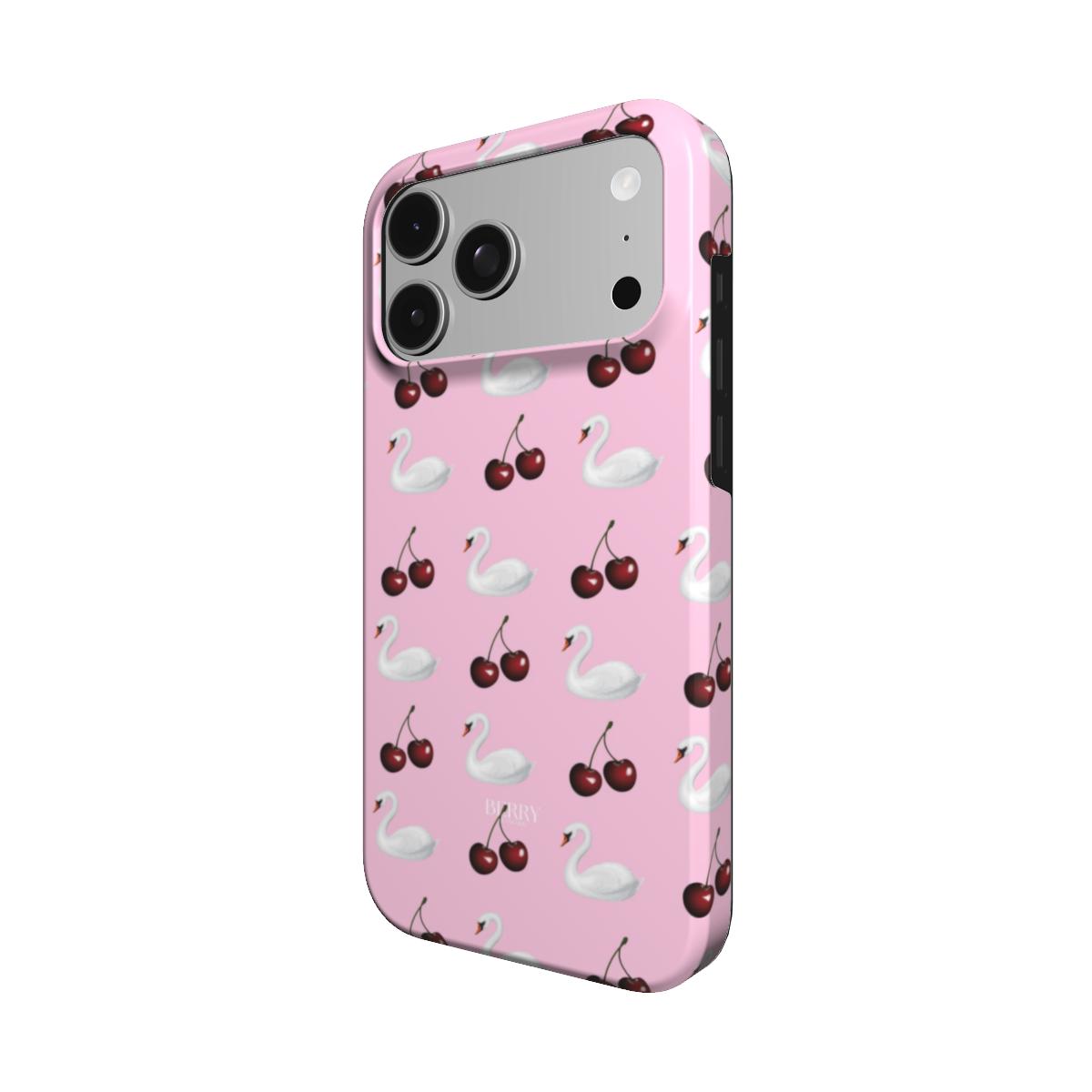 Coque pour iPhone avec motif de cerises – Cherry Swan