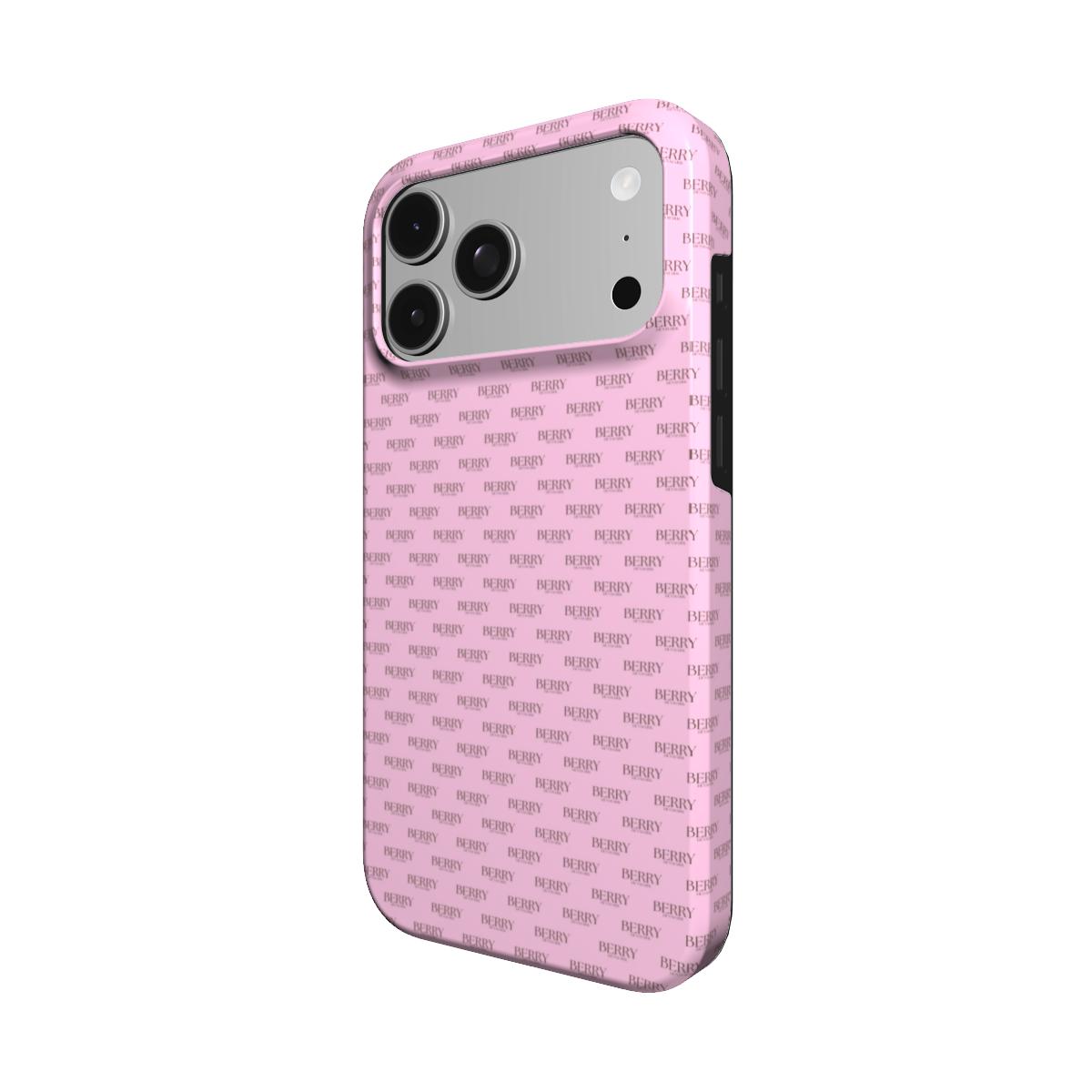 iPhone-skal med stilren design färg: rosa – Strawberry Monogram iPhone MagSafe