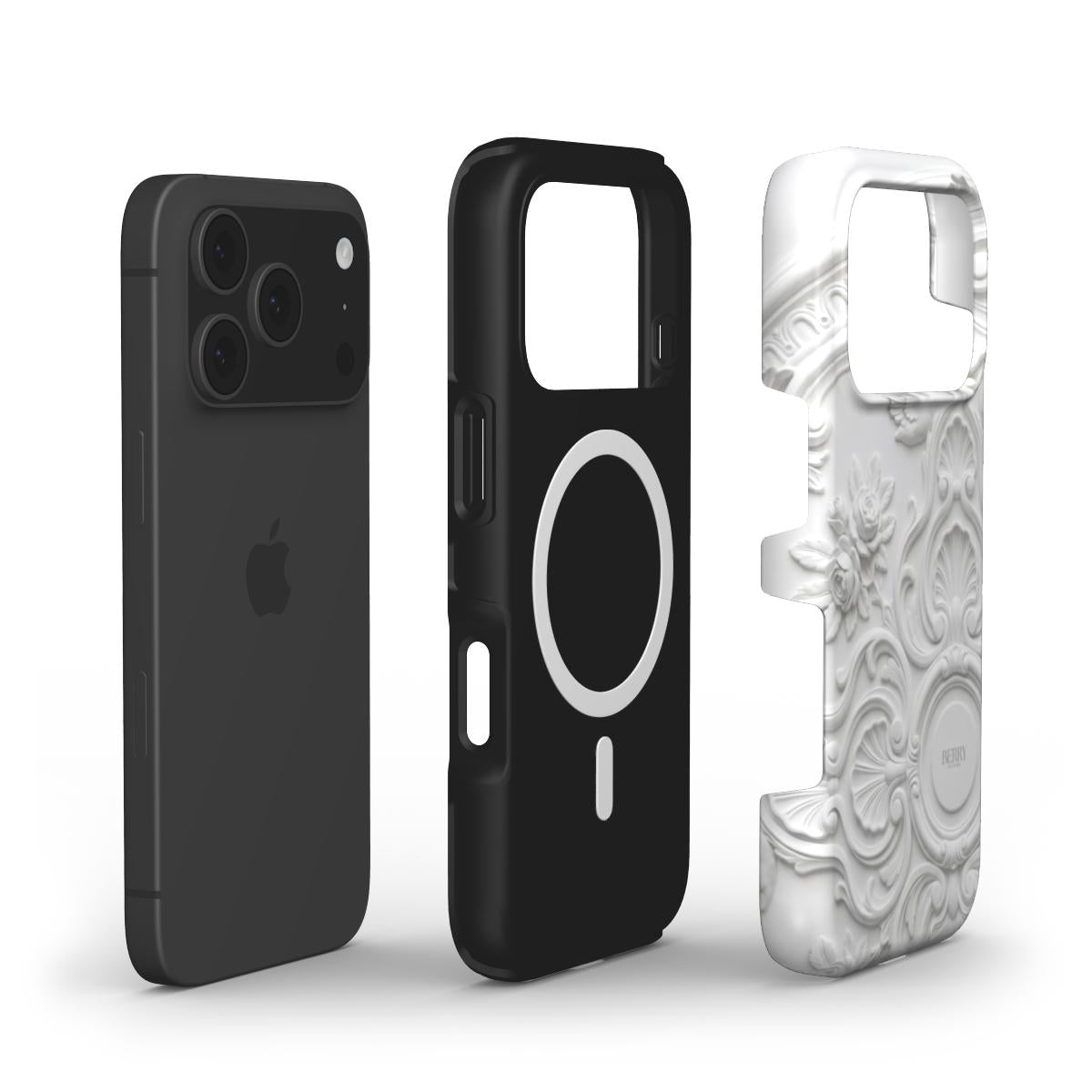 iPhone-Hülle mit dekorativem Muster – Ivory Stucco iPhone MagSafe