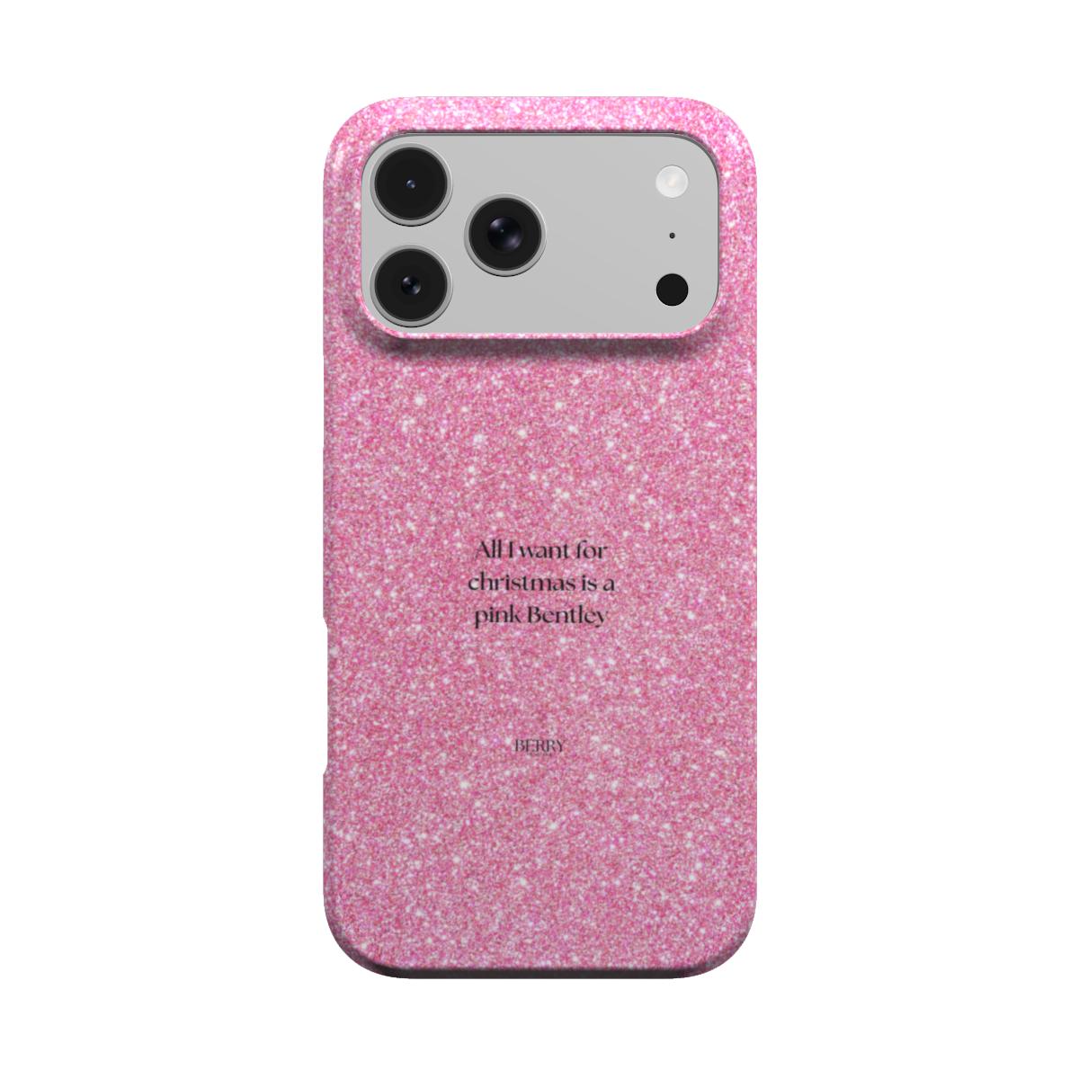 iPhone-hoesje met glamoureus ontwerp kleur: roze – All I want for christmas is a pink Bentley Glam