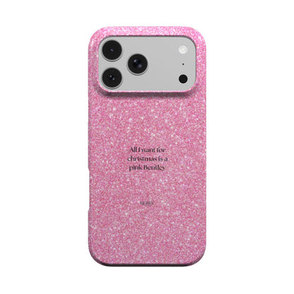 iPhone-hoesje met glamoureus ontwerp kleur: roze – All I want for christmas is a pink Bentley Glam