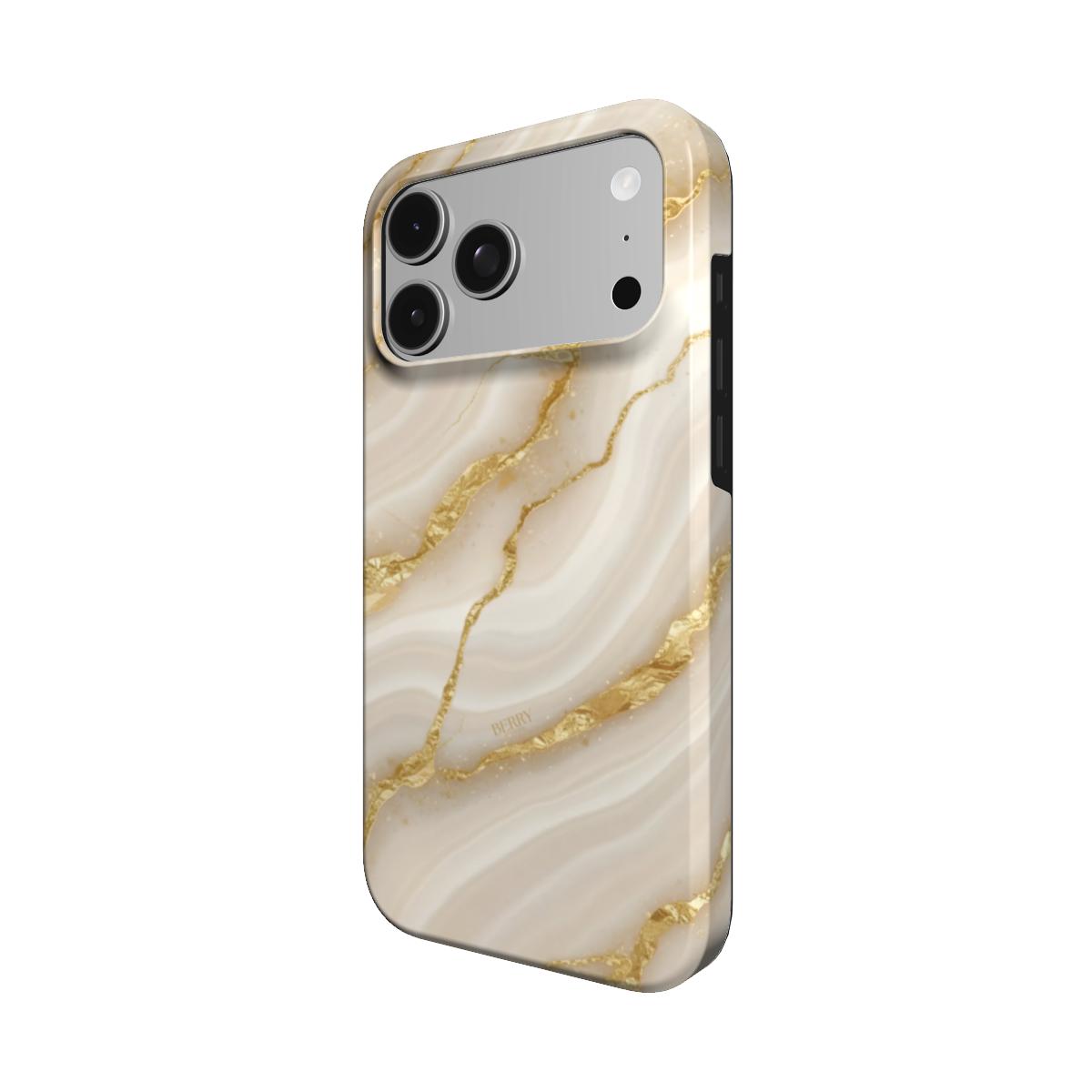 Coque pour iPhone avec motif marbré couleur : doré – Gold Marble Quartz