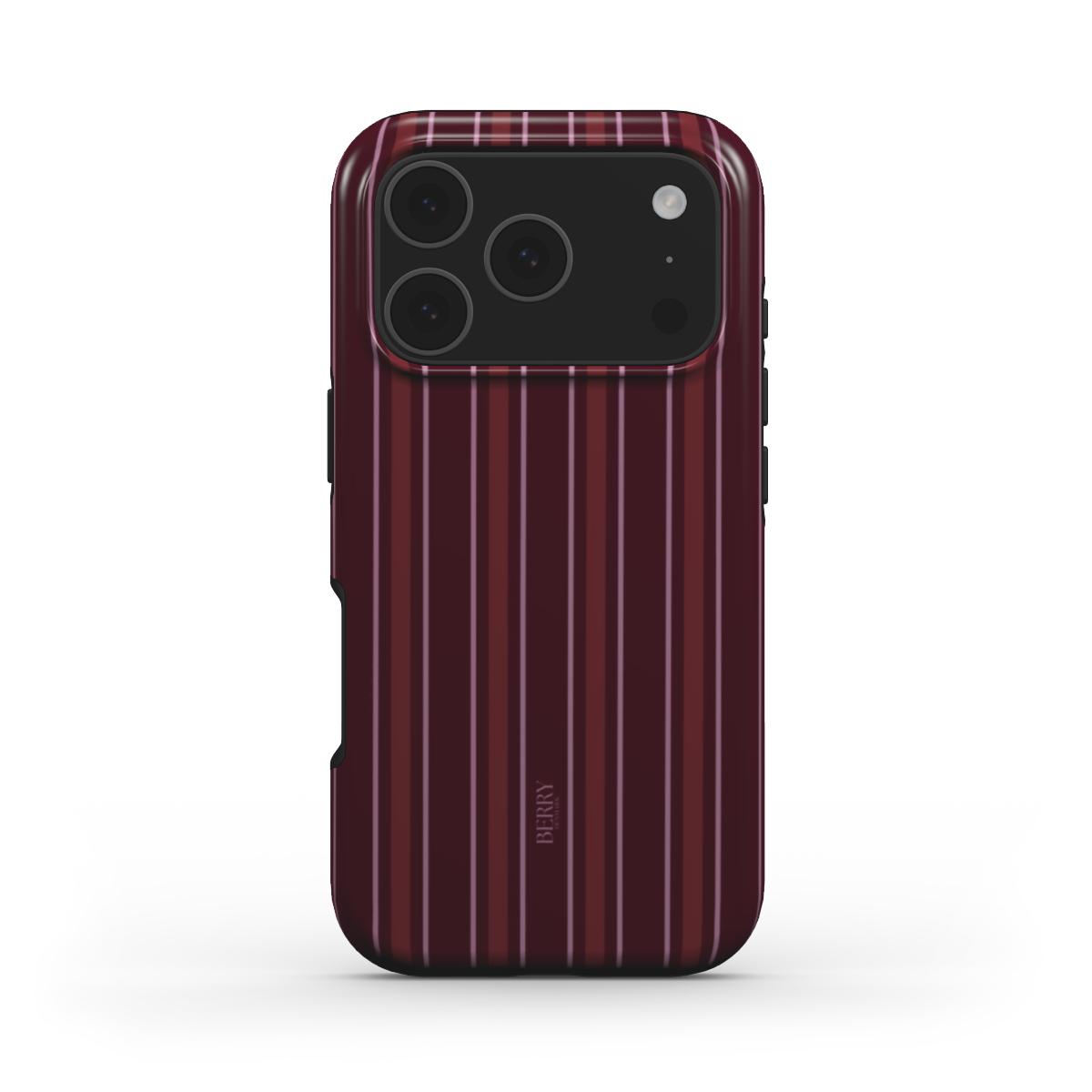 Pomegranate – ボルドーのストライプデザインのiPhoneケース