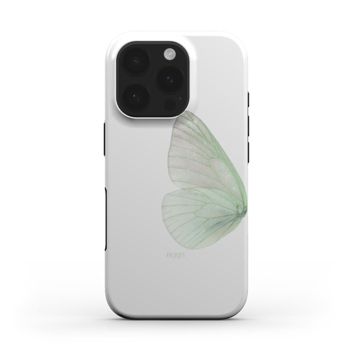 Butterfly Dreams Matcha mobilcover med stilrent design i matchagrønt