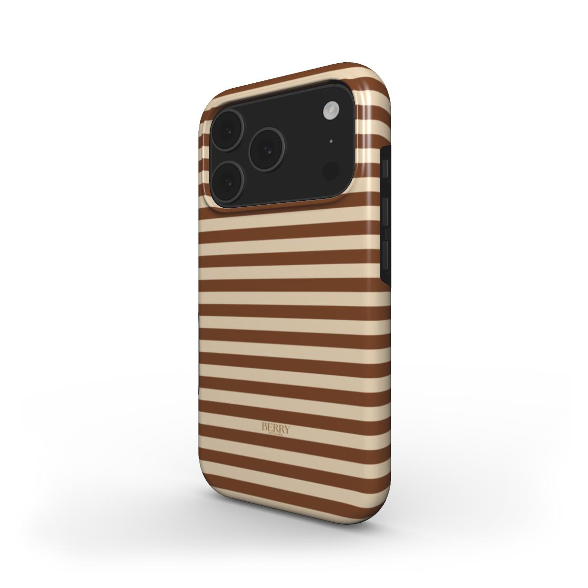 Brunt iPhone-cover med striber, Cookie