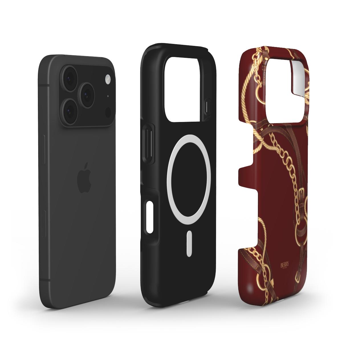 Funda para iPhone con diseño decorativo color: burdeos – Burgundy Equestrian