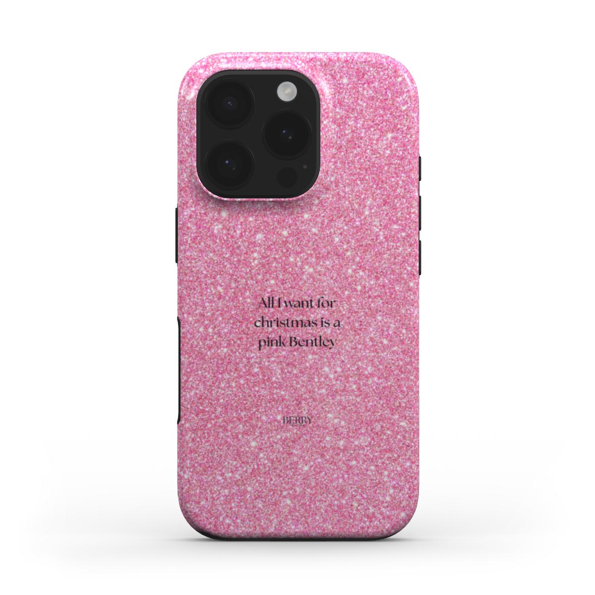 iPhone-hoesje met glamoureus ontwerp kleur: roze – All I want for christmas is a pink Bentley Glam