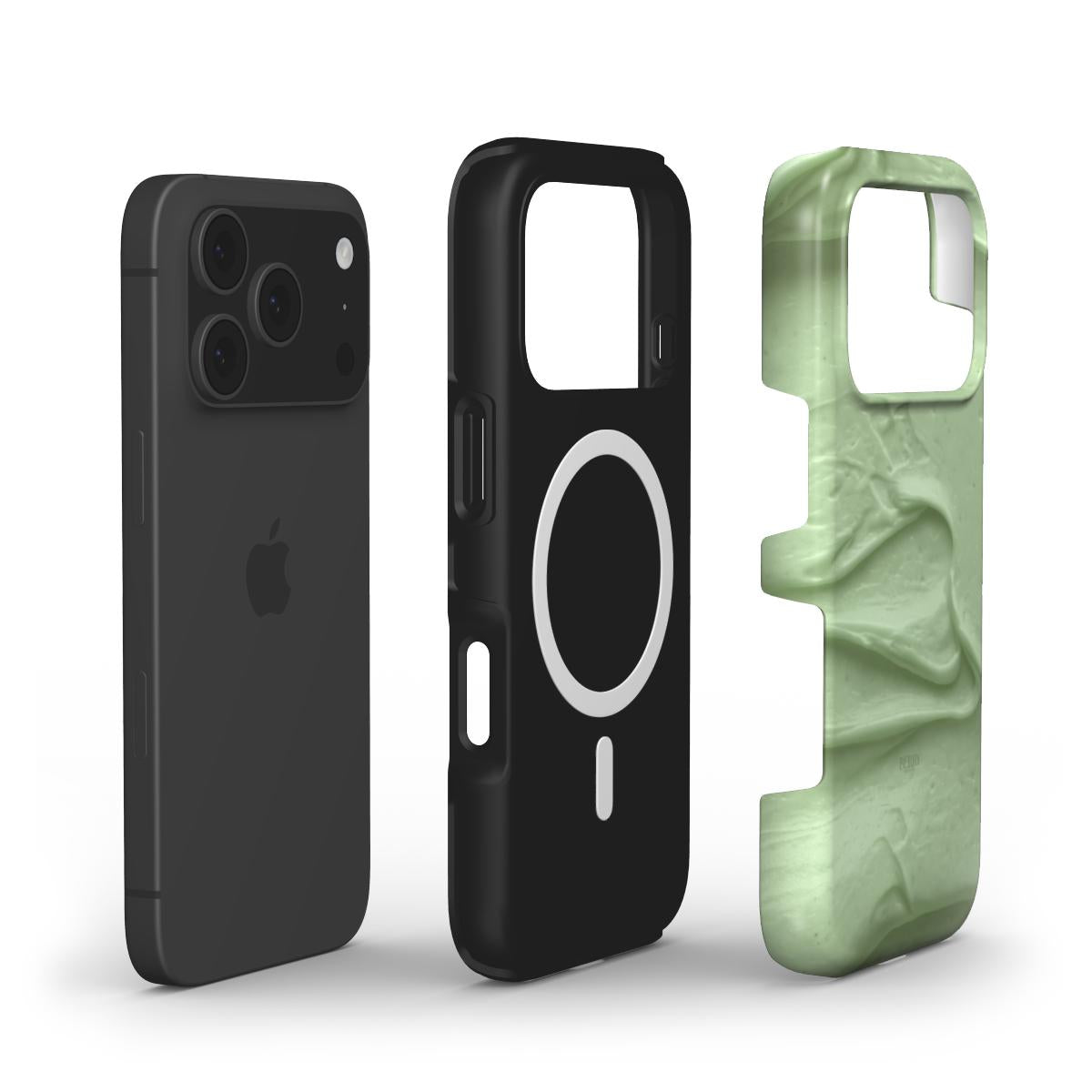 Funda para iPhone con suave patrón marmoleado color: verde matcha – Buttery Matcha