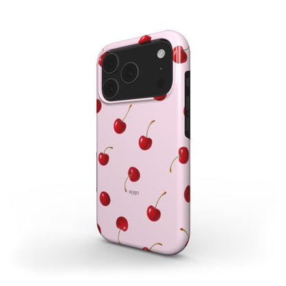Custodia per iPhone con motivo di ciliegie per un look personale – Cherry Kisses Rose