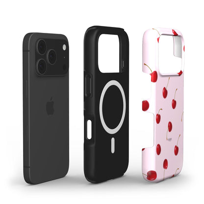 Custodia per iPhone con motivo di ciliegie colore: rosa antico – Cherry Kisses Rose