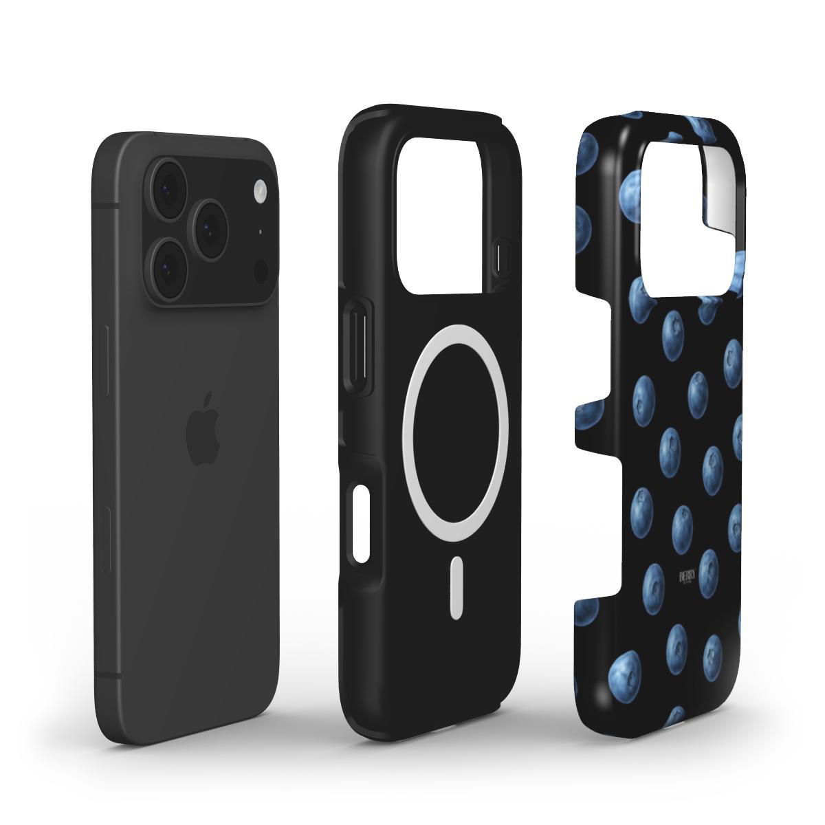 iPhone case with sleek design in blue – Blueberry Kisses Midnight
