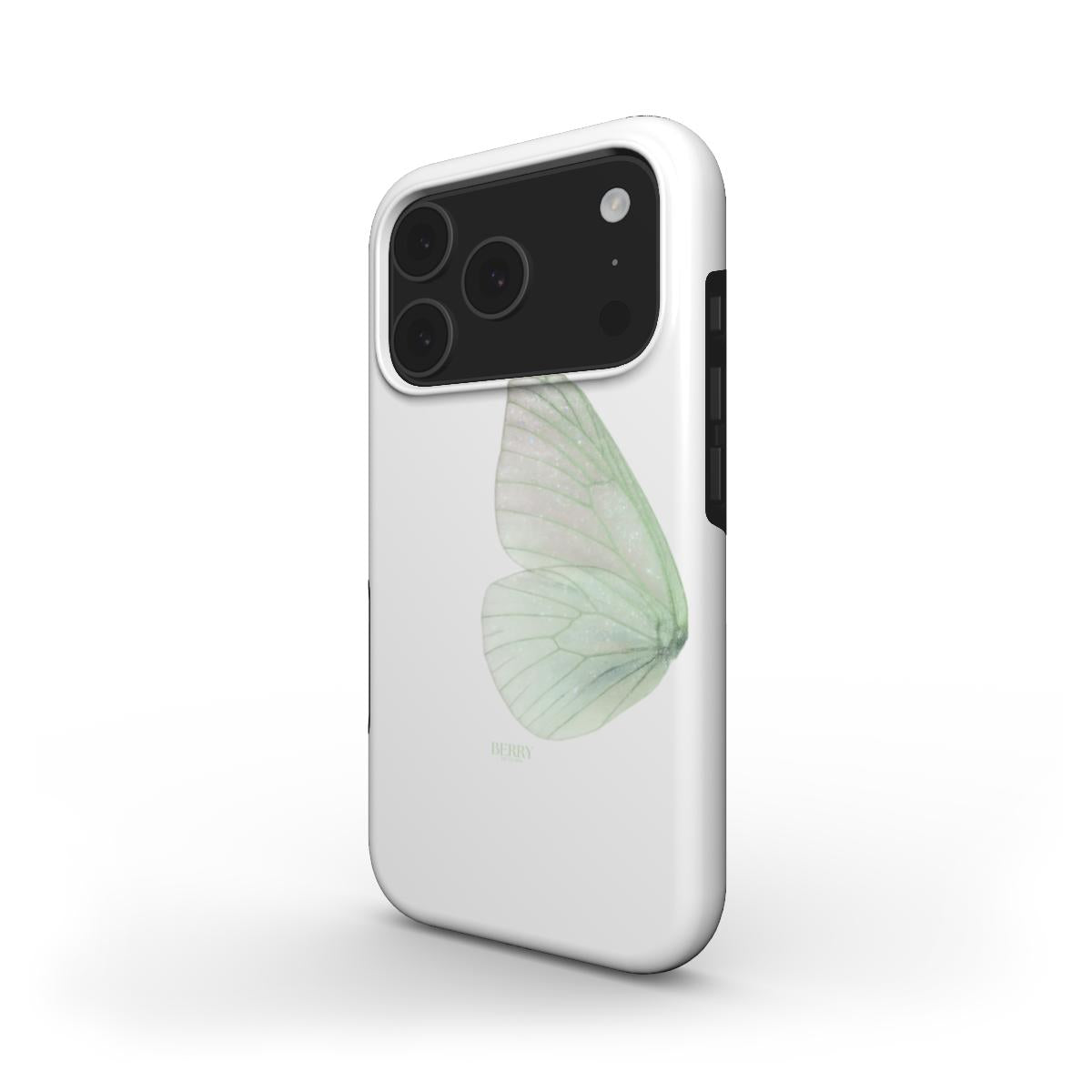 Matchagrønt iPhone-cover med stilrent design, designet Butterfly Dreams Matcha