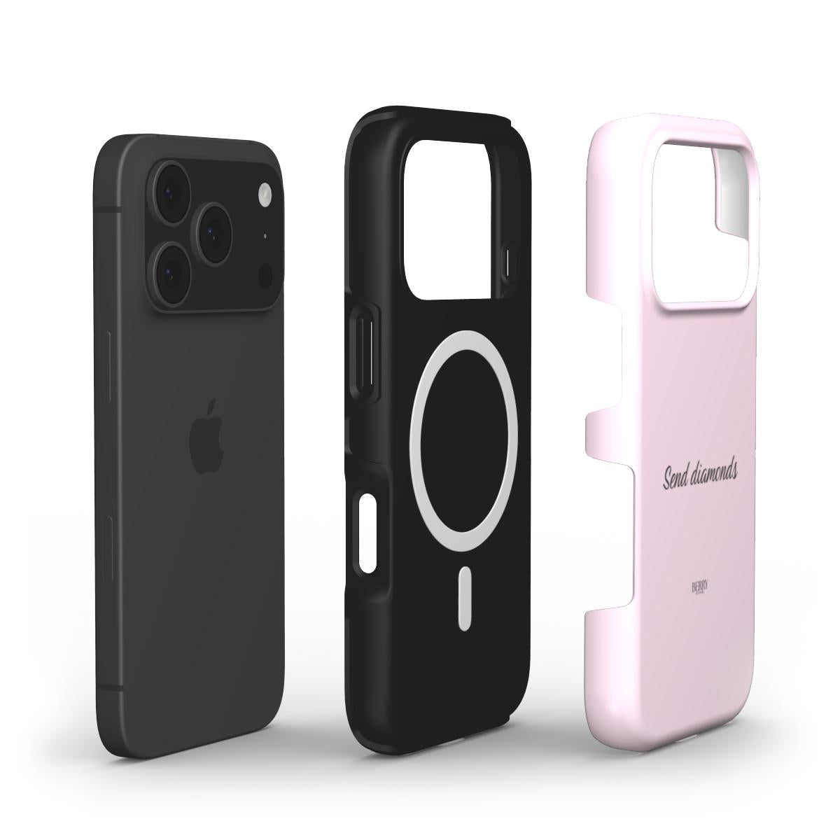 Send Diamonds Rose – ローズピンクのバラ柄のiPhoneケース