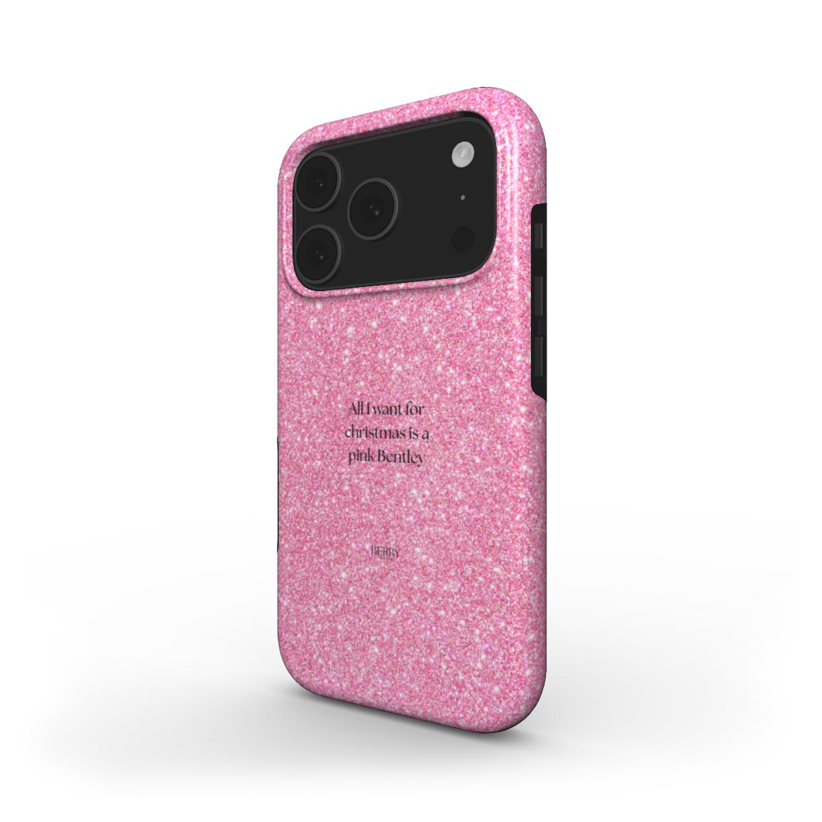 iPhone-hoesje met glamoureus ontwerp kleur: roze – All I want for christmas is a pink Bentley Glam