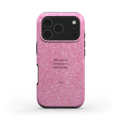 iPhone-hoesje met glamoureus ontwerp kleur: roze – All I want for christmas is a pink Bentley Glam