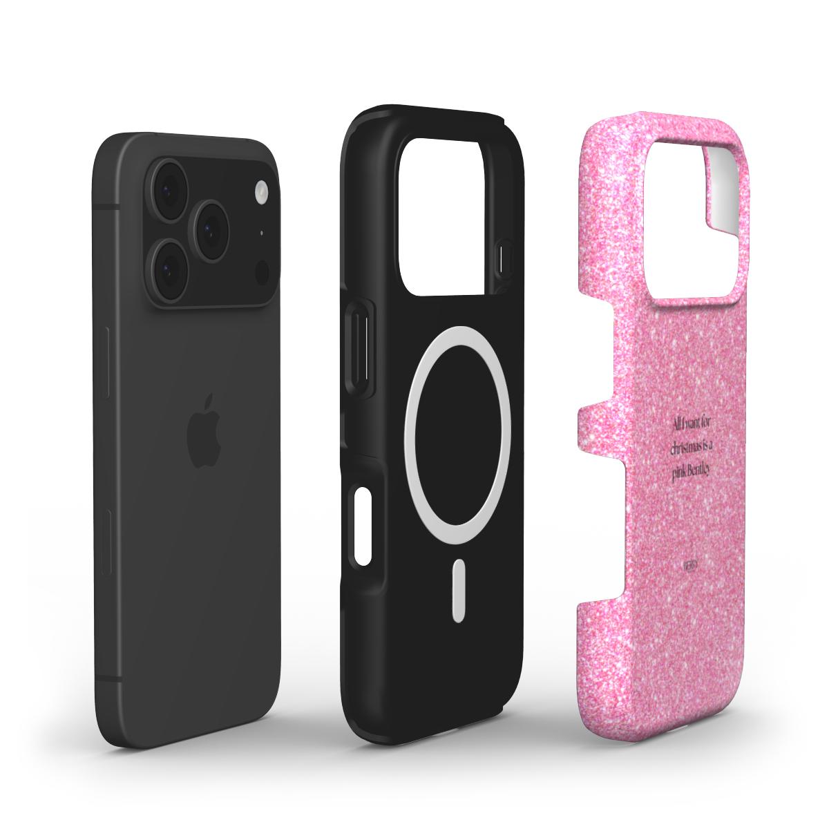 iPhone-hoesje met glamoureus ontwerp kleur: roze – All I want for christmas is a pink Bentley Glam