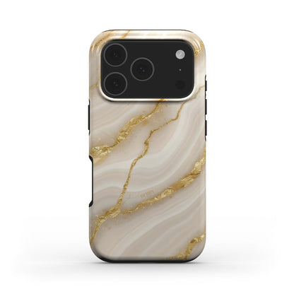 Coque pour iPhone avec motif marbré couleur : doré – Gold Marble Quartz iPhone MagSafe