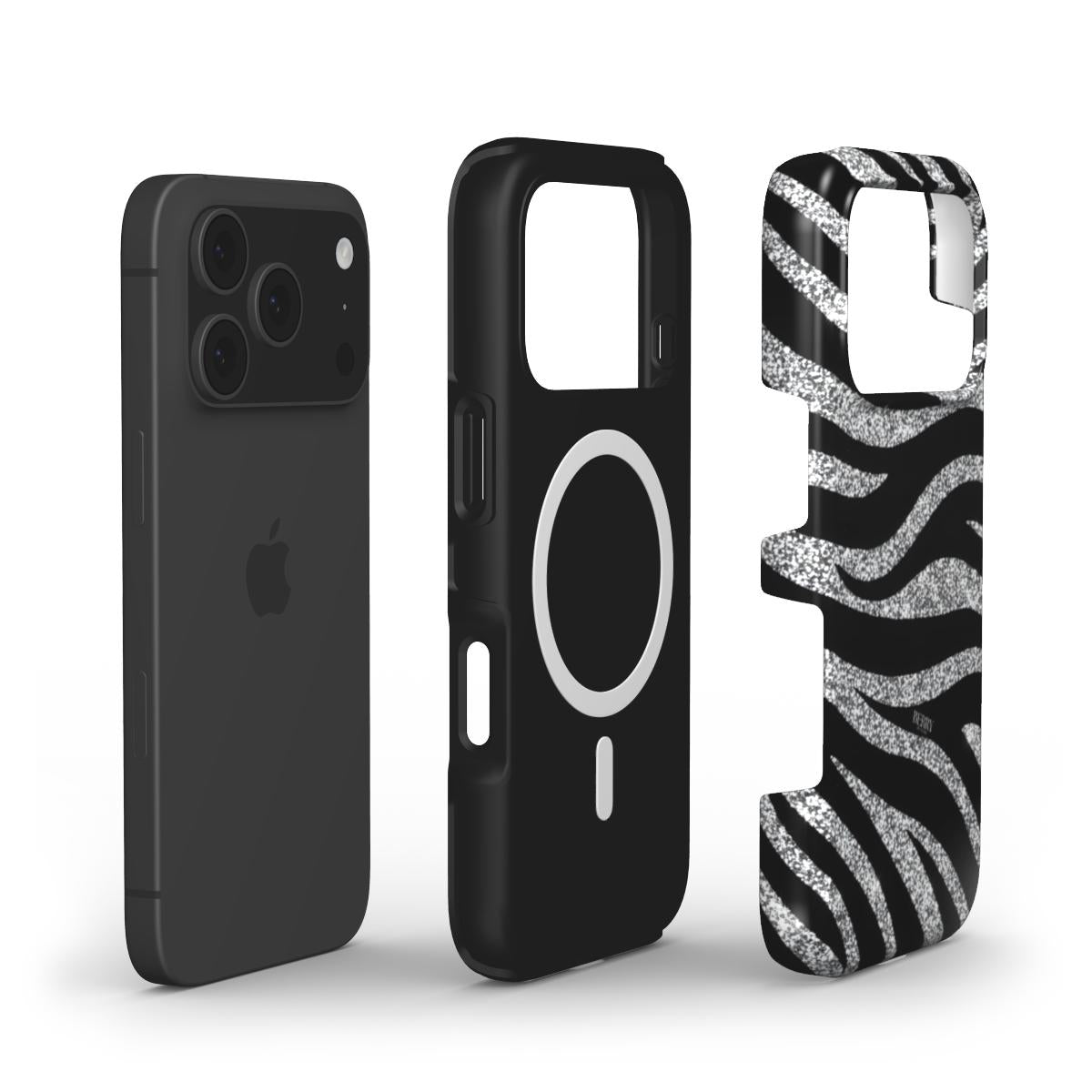 Crystal Zebra iPhone MagSafe mobilcover med stilrent design