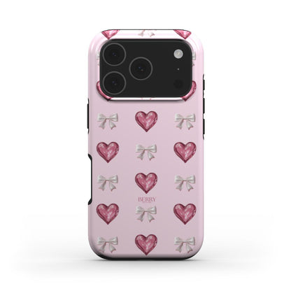 Custodia per iPhone con motivo a cuore colore: rosa – Glass Hearts iPhone MagSafe