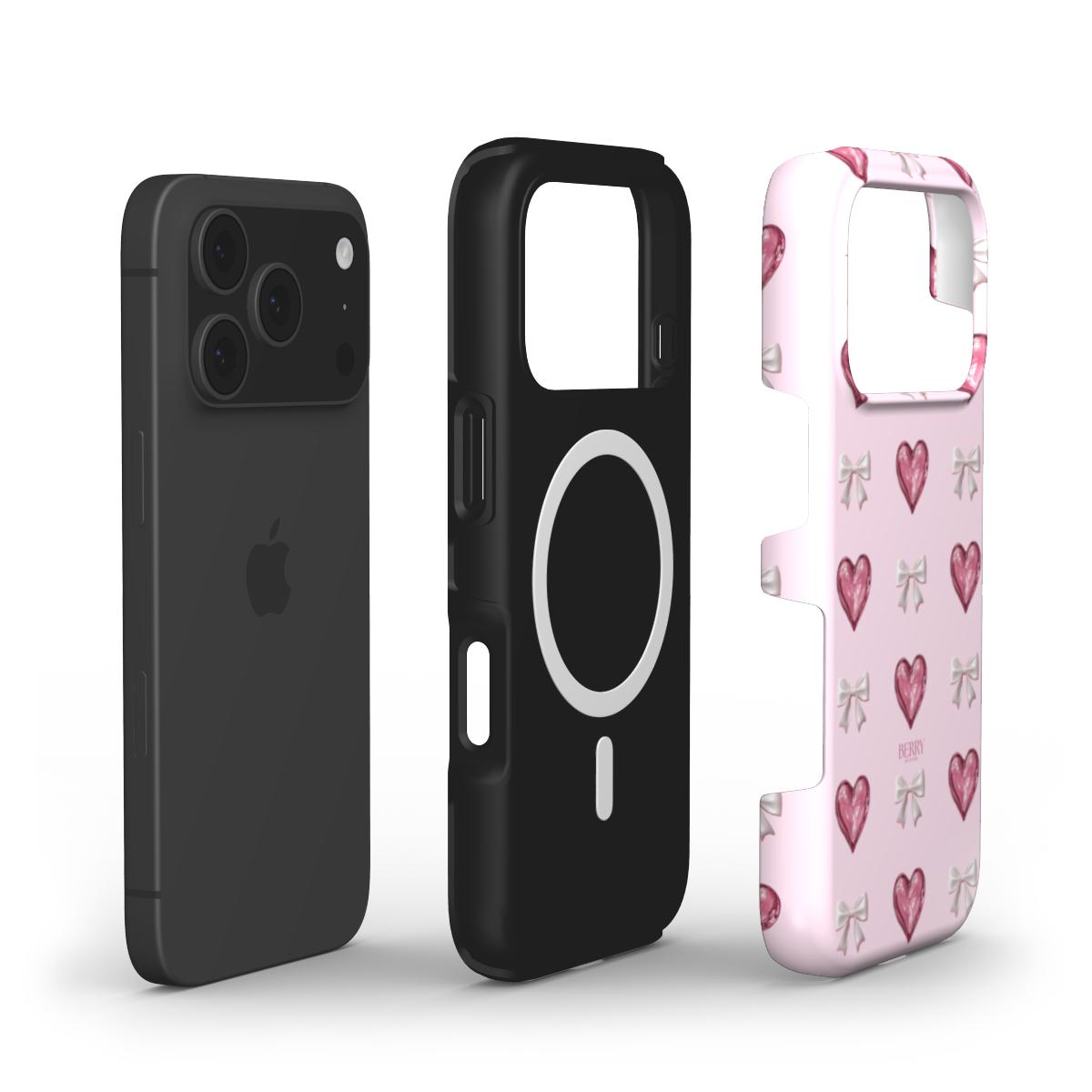 Custodia per iPhone con motivo a cuore colore: rosa – Glass Hearts iPhone MagSafe