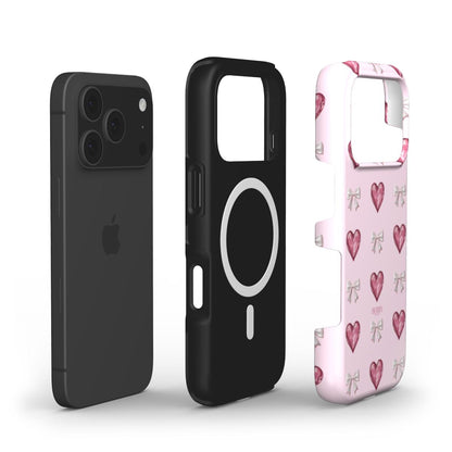 Custodia per iPhone con motivo a cuore colore: rosa – Glass Hearts iPhone MagSafe