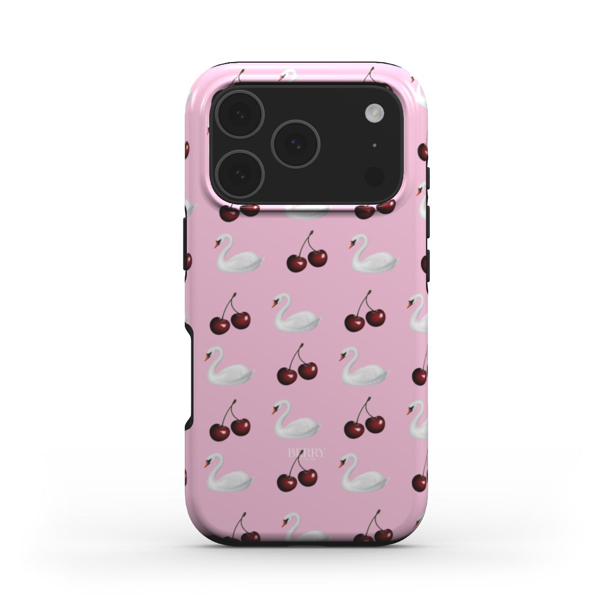 Coque pour iPhone avec motif de cerises – Cherry Swan iPhone MagSafe