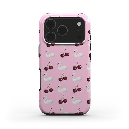 Coque pour iPhone avec motif de cerises – Cherry Swan iPhone MagSafe