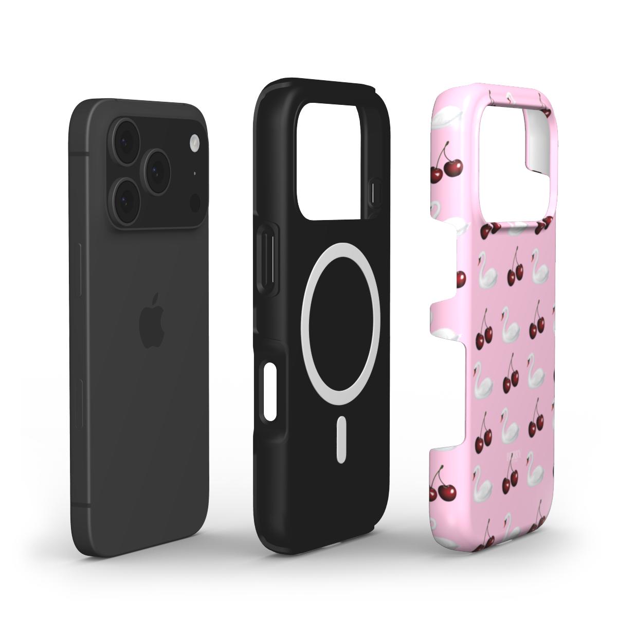 Coque pour iPhone avec motif de cerises – Cherry Swan iPhone MagSafe