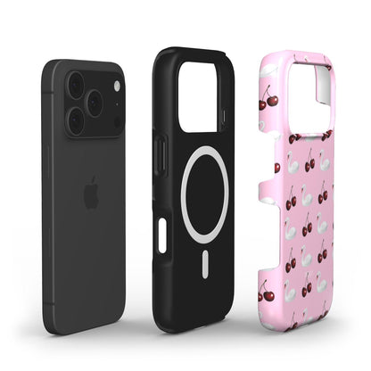Coque pour iPhone avec motif de cerises – Cherry Swan iPhone MagSafe