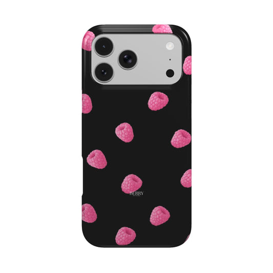 Lyserødt iPhone-cover med stilrent design – Raspberry Kisses Midnight