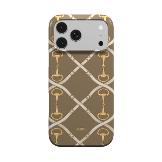 Funda para iPhone con diseño decorativo color: dorado – Golden Buckle