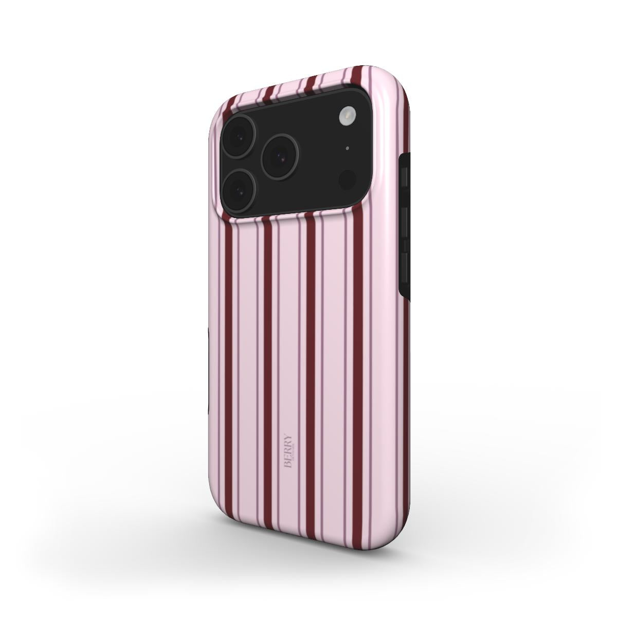 Bordeaux iPhone-cover med stribet design – Pink Fifth