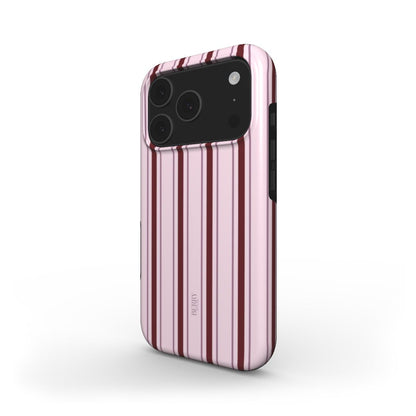 Bordeaux iPhone-cover med stribet design – Pink Fifth