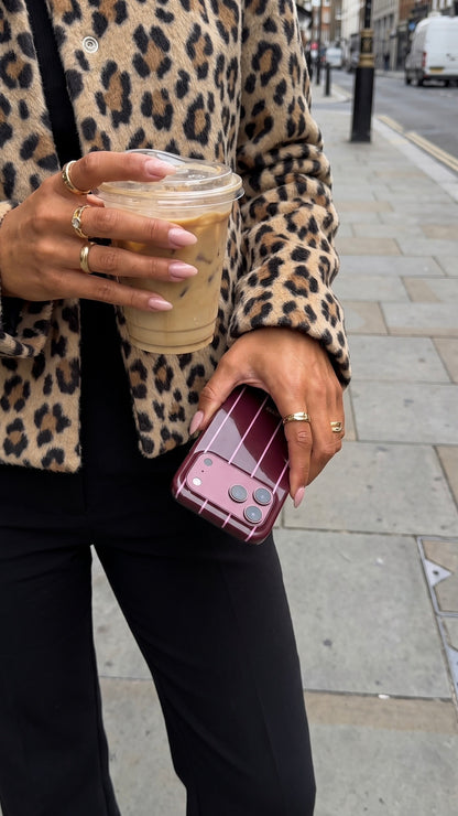 iPhone case with striped design in burgundy – Burgundy Avenue