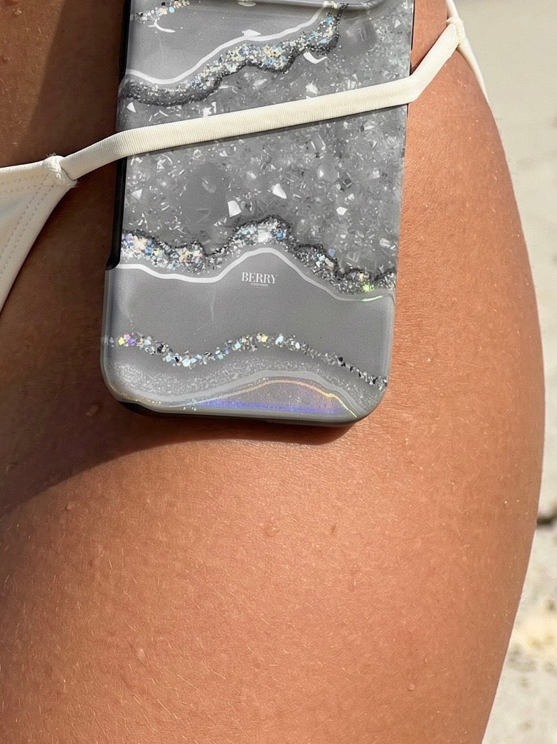 iPhone-deksel med marmormønster – Silver Marble Quartz iPhone MagSafe