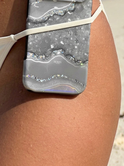 iPhone-deksel med marmormønster – Silver Marble Quartz iPhone MagSafe