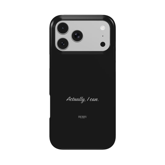 iPhone-Hülle mit dekorativem Design – Actually, I Can Midnight