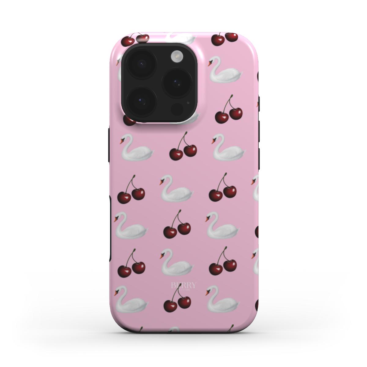 Coque pour iPhone avec motif de cerises – Cherry Swan iPhone MagSafe