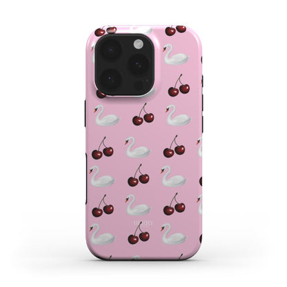Coque pour iPhone avec motif de cerises – Cherry Swan iPhone MagSafe
