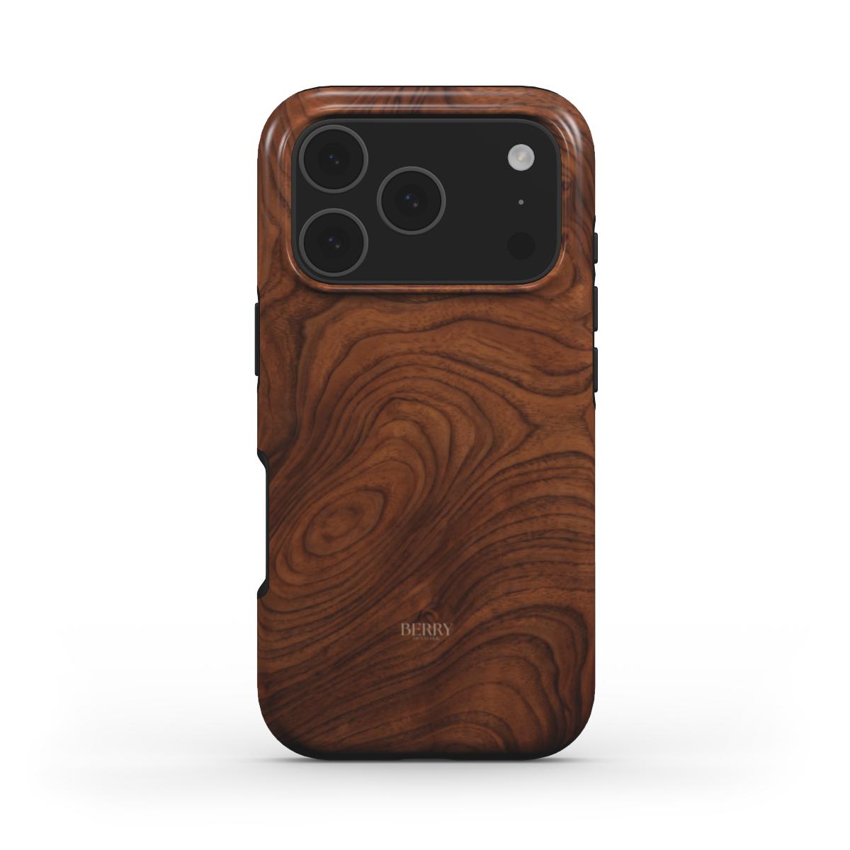 iPhone case with wood grain pattern in brown – Chestnut iPhone MagSafe