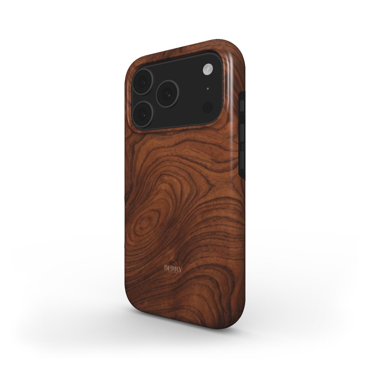 iPhone case with wood grain pattern in brown – Chestnut iPhone MagSafe