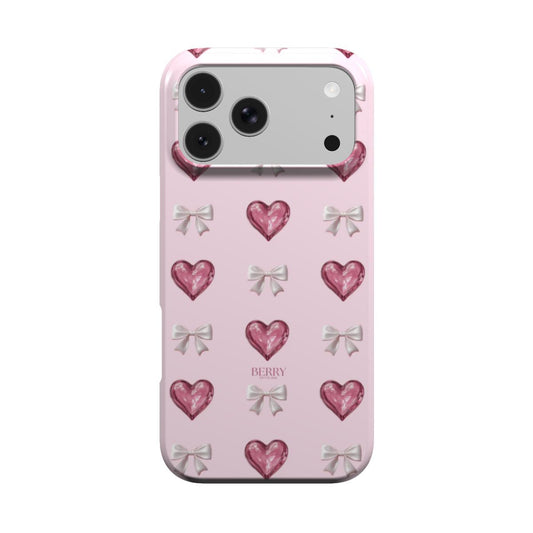 Funda para iPhone con motivo de corazón color: rosa – Glass Hearts