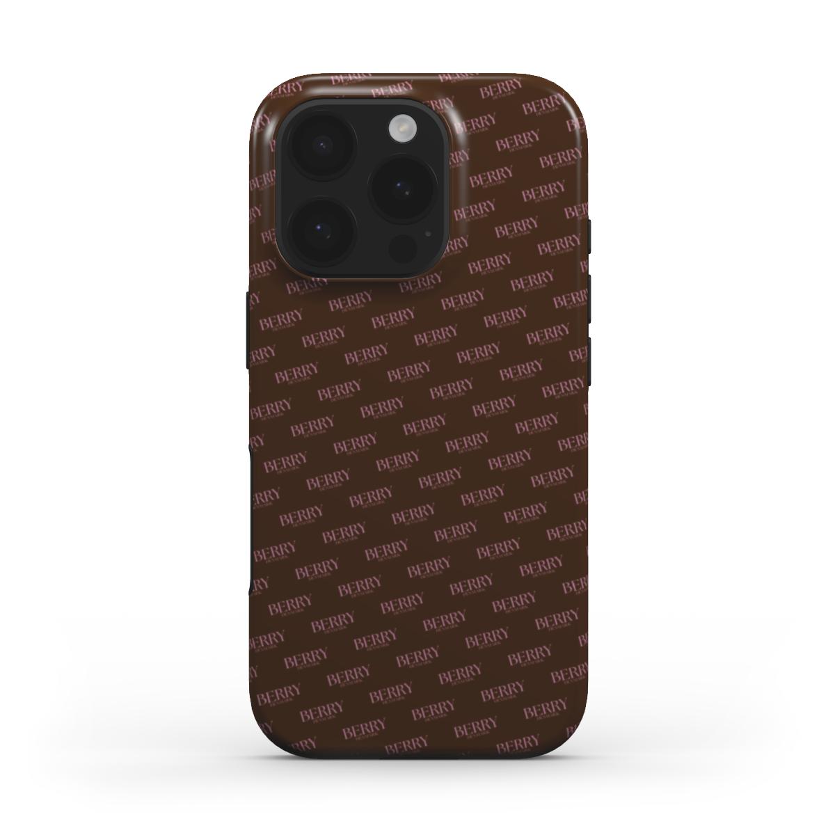 iPhone-skal med stilren design färg: rosa – Mocha Monogram iPhone MagSafe