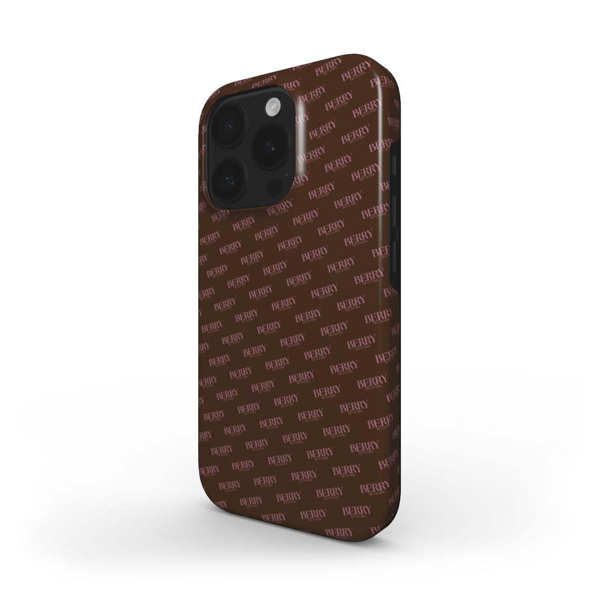 iPhone-skal med stilren design färg: rosa – Mocha Monogram iPhone MagSafe