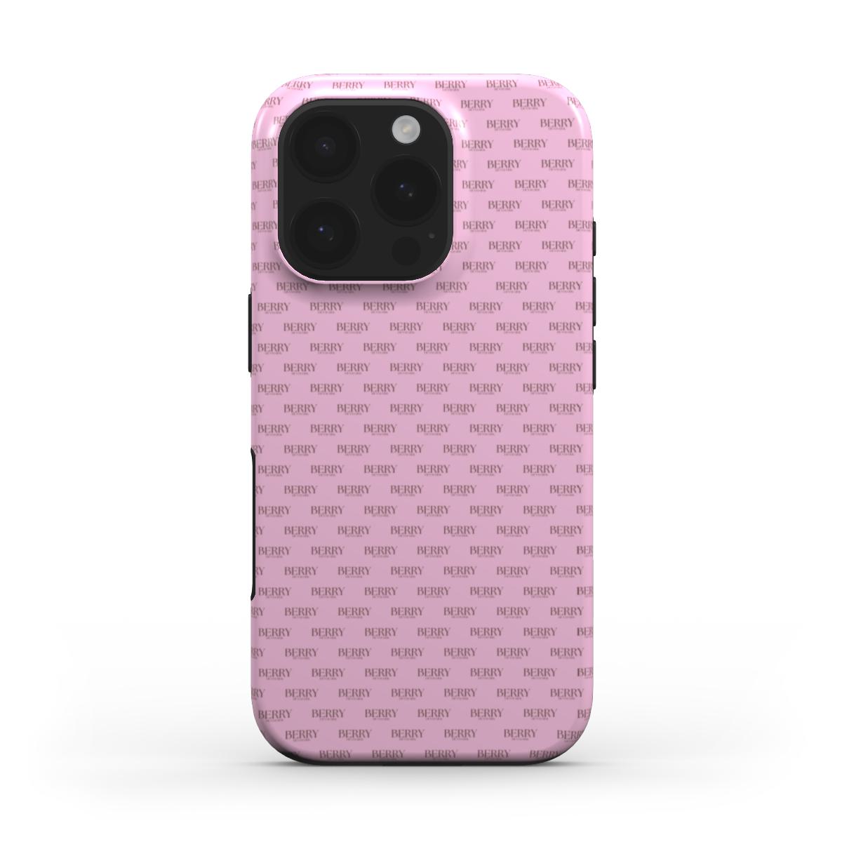 iPhone-skal med stilren design färg: rosa – Strawberry Monogram iPhone MagSafe